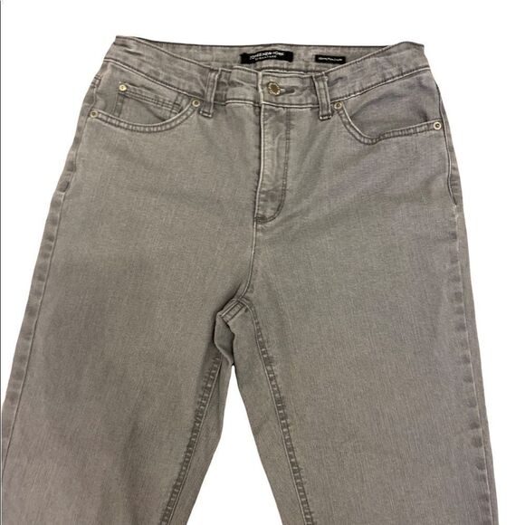 JONES NEW YORK Denim Grey Cropped Stretch Straight Leg Jean 8 - Picture 3 of 11